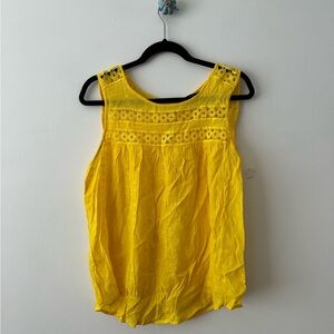 Yellow tank with crochet detailing